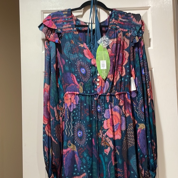 NWT Farm Rio Teal River Creatures Mixed Maxi - Picture 6 of 11